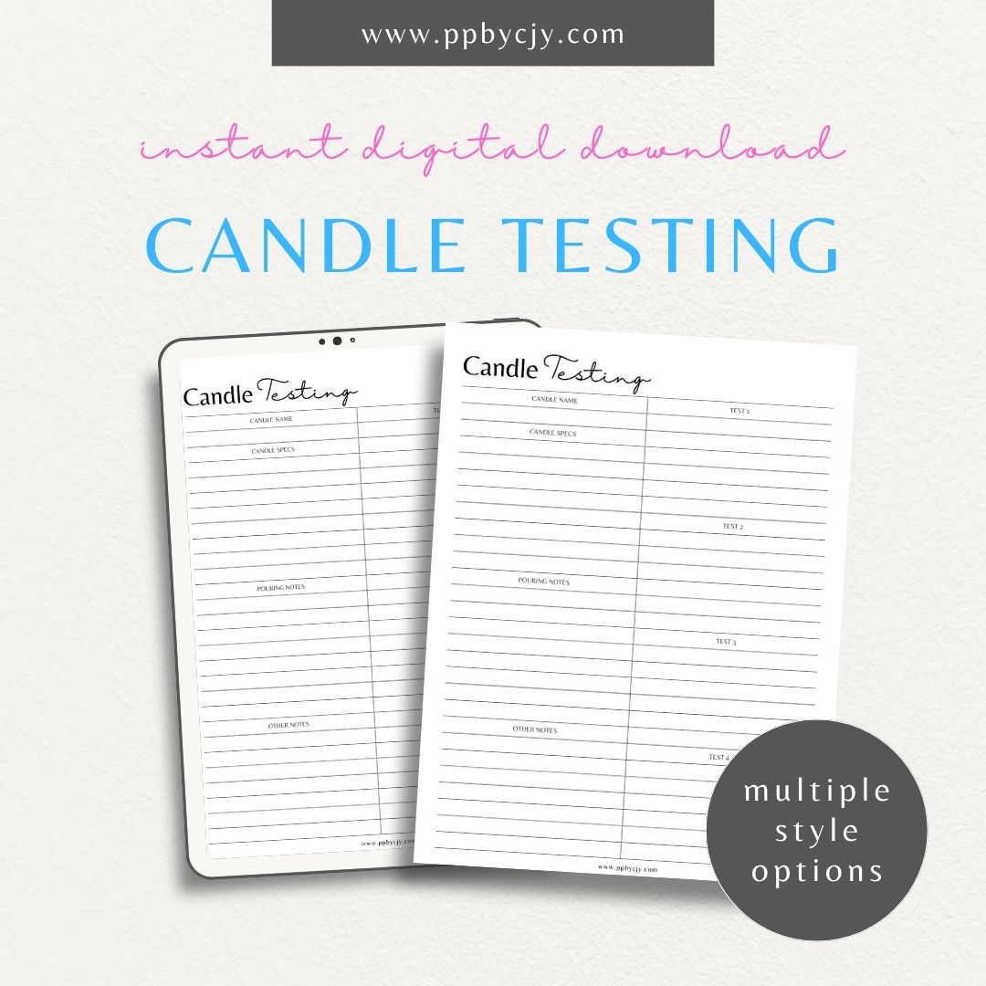 Candle Maker Testing Printable Template – Digital Download for Recording and Evaluating Candle Testing Results