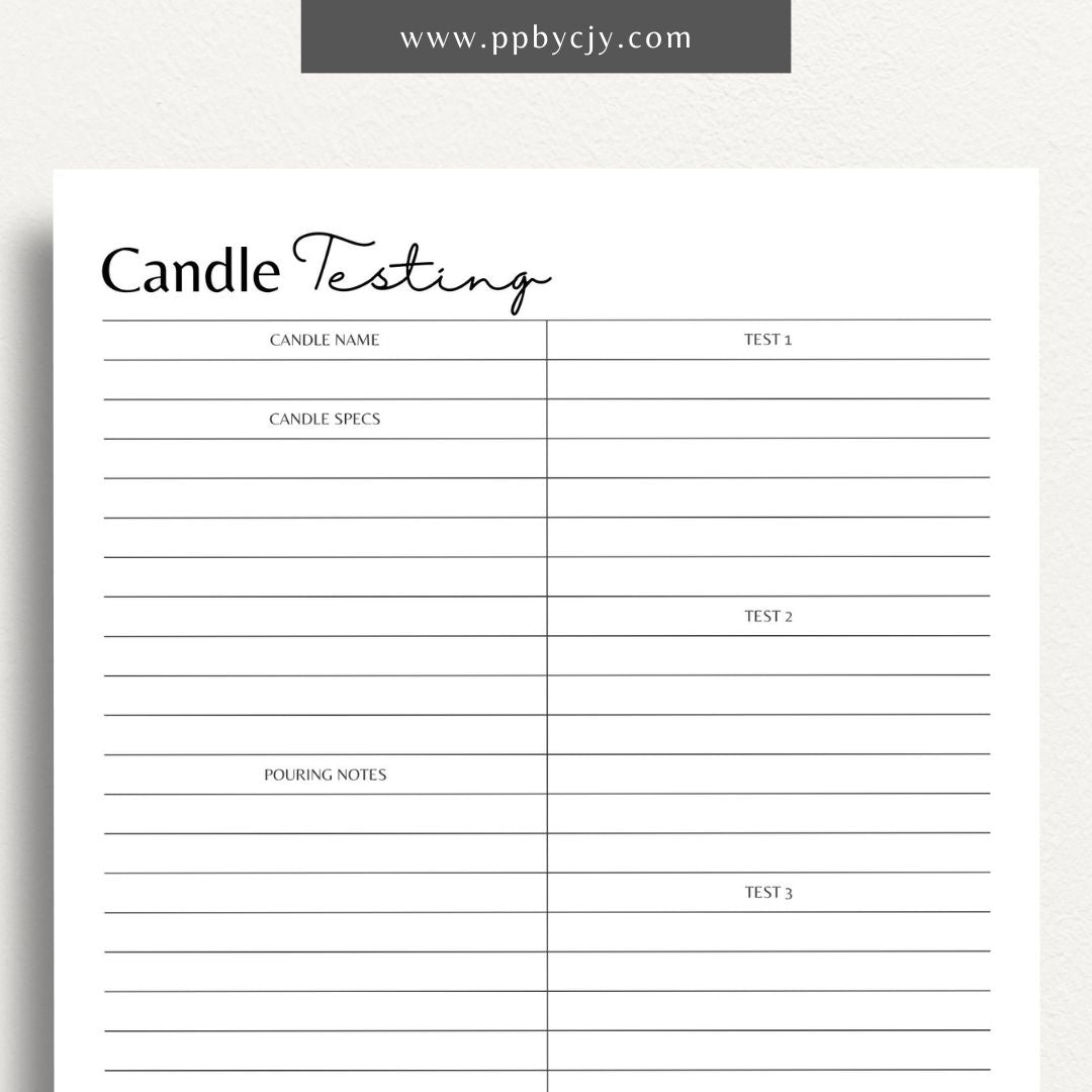 Candle Maker Testing Printable Template – Digital Download for Recording and Evaluating Candle Testing Results