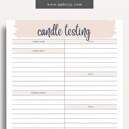 Candle Maker Testing Printable Template – Digital Download for Recording and Evaluating Candle Testing Results