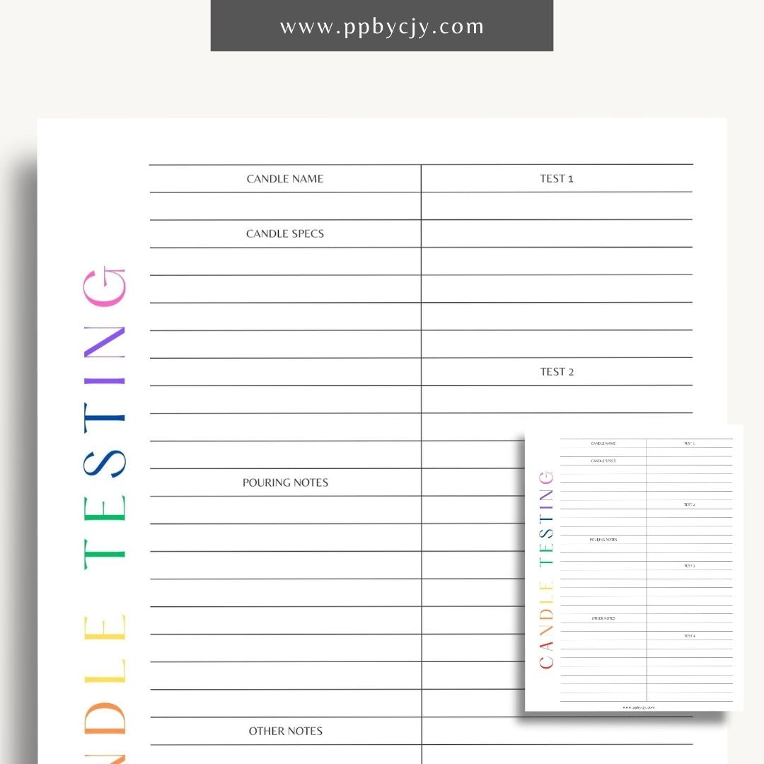 Candle Maker Testing Printable Template – Digital Download for Recording and Evaluating Candle Testing Results