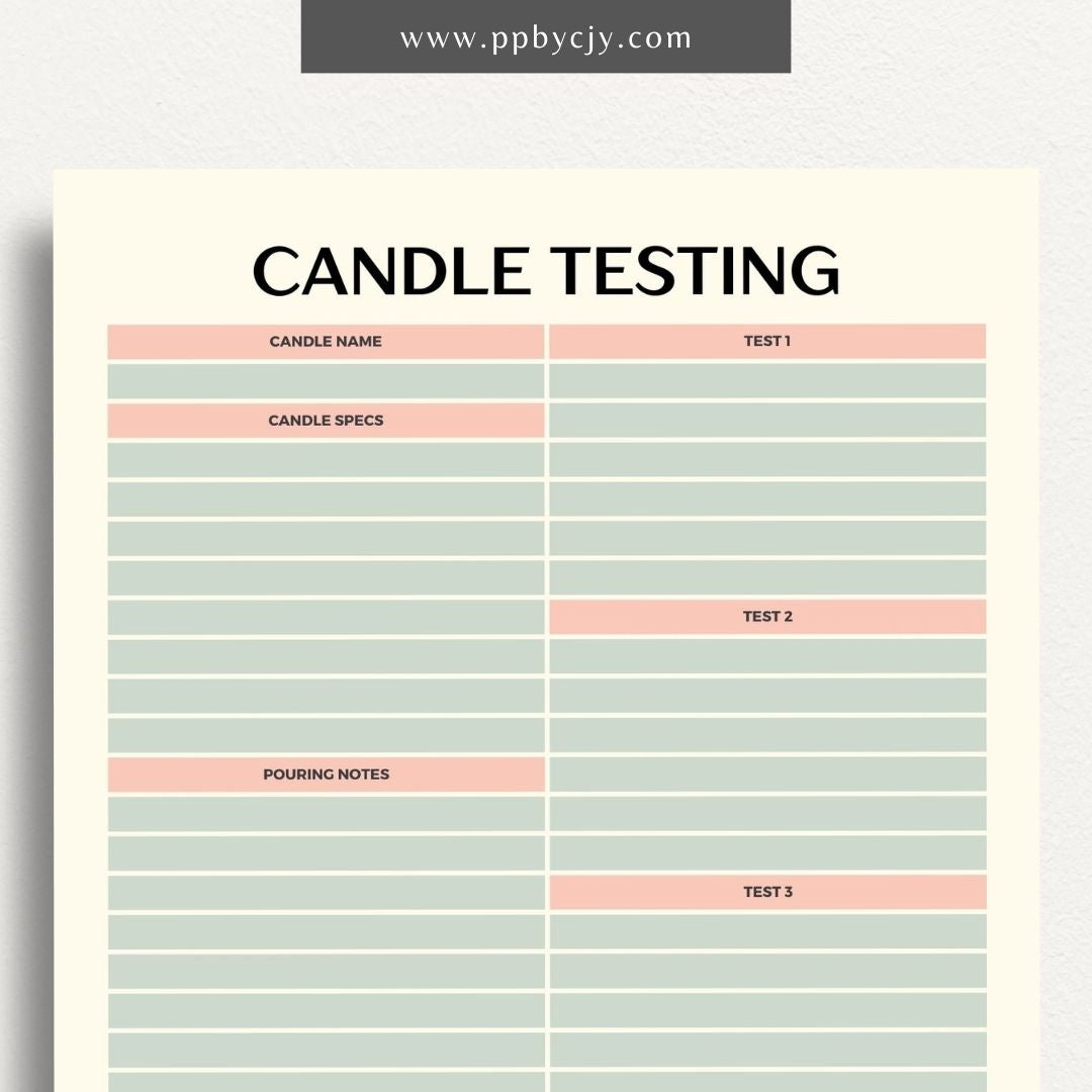 Candle Maker Testing Printable Template – Digital Download for Recording and Evaluating Candle Testing Results