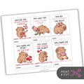Capybara Themed Valentines Printable Sheet