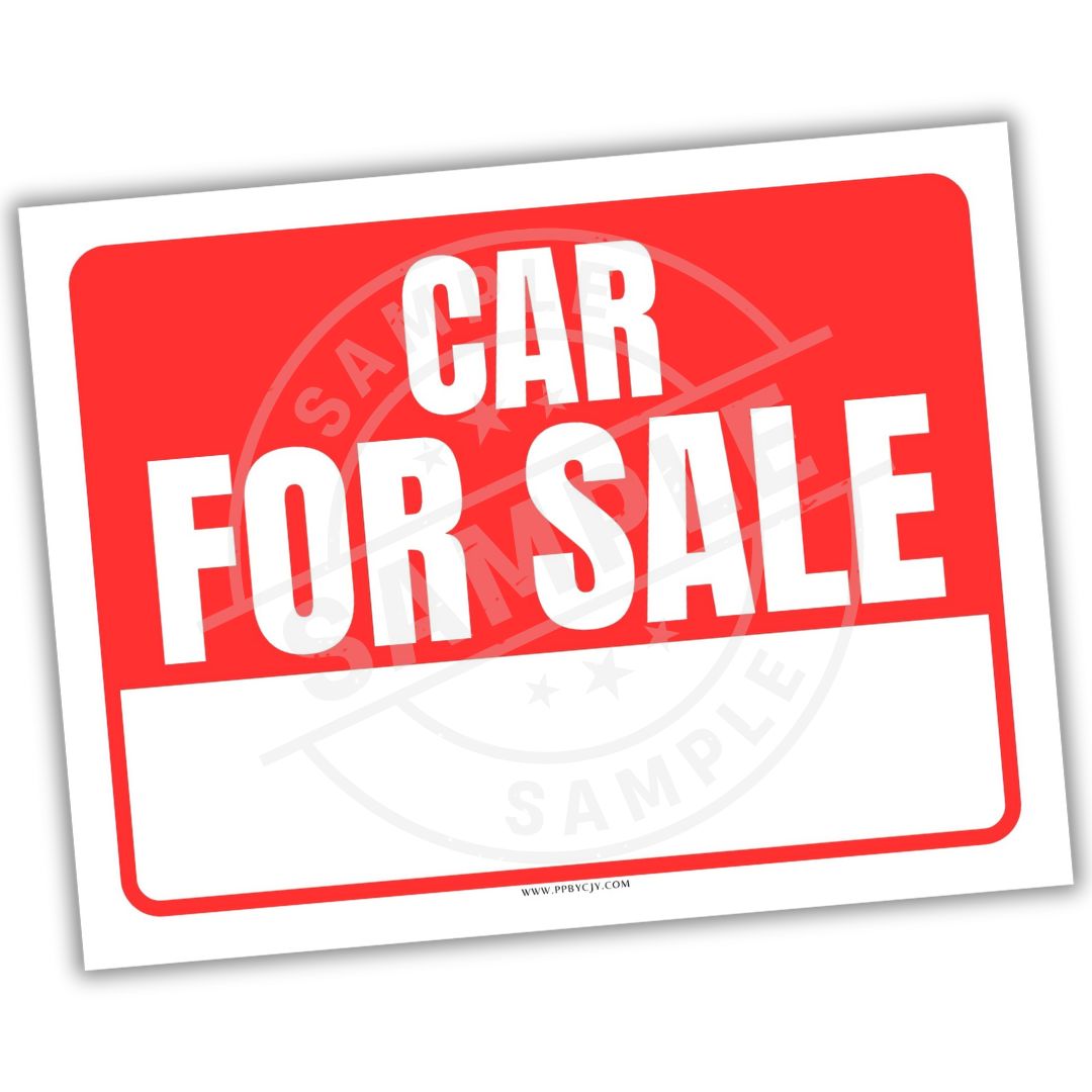 Red Car for Sale Sign Printable | Vehicle Window Sign with Phone Number