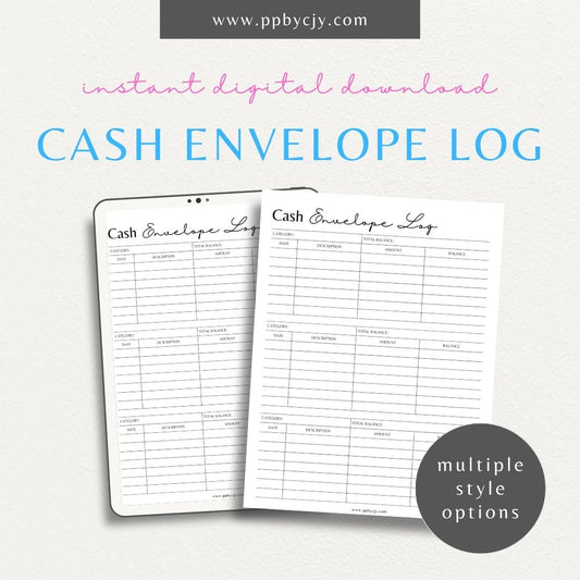 Cash Envelope System Printable Template – Digital Download for Organizing and Managing Cash Budgeting with Envelopes