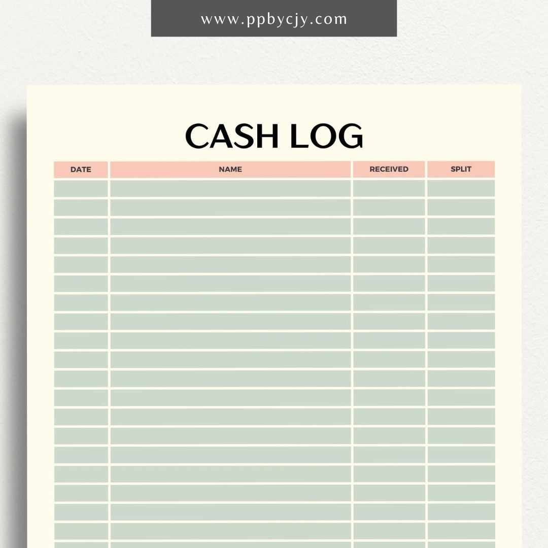 Petty Cash Breakdown Printable Template – Digital download for tracking and managing small cash expenses