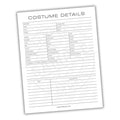 Character Costume Details Printable PDF Template