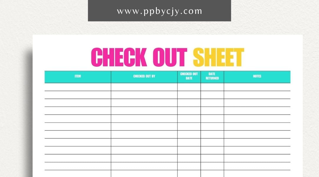 Checkout Sheet Printable Template – Digital Download for Recording and Managing Checkout Transactions and Details