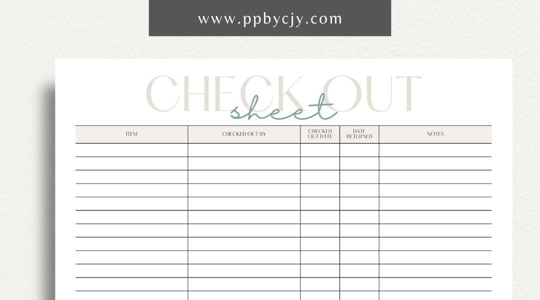 Checkout Sheet Printable Template – Digital Download for Recording and Managing Checkout Transactions and Details