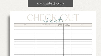 Checkout Sheet Printable Template – Digital Download for Recording and Managing Checkout Transactions and Details