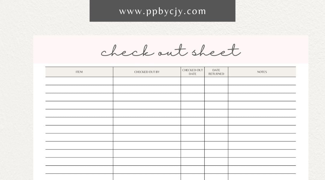 Checkout Sheet Printable Template – Digital Download for Recording and Managing Checkout Transactions and Details