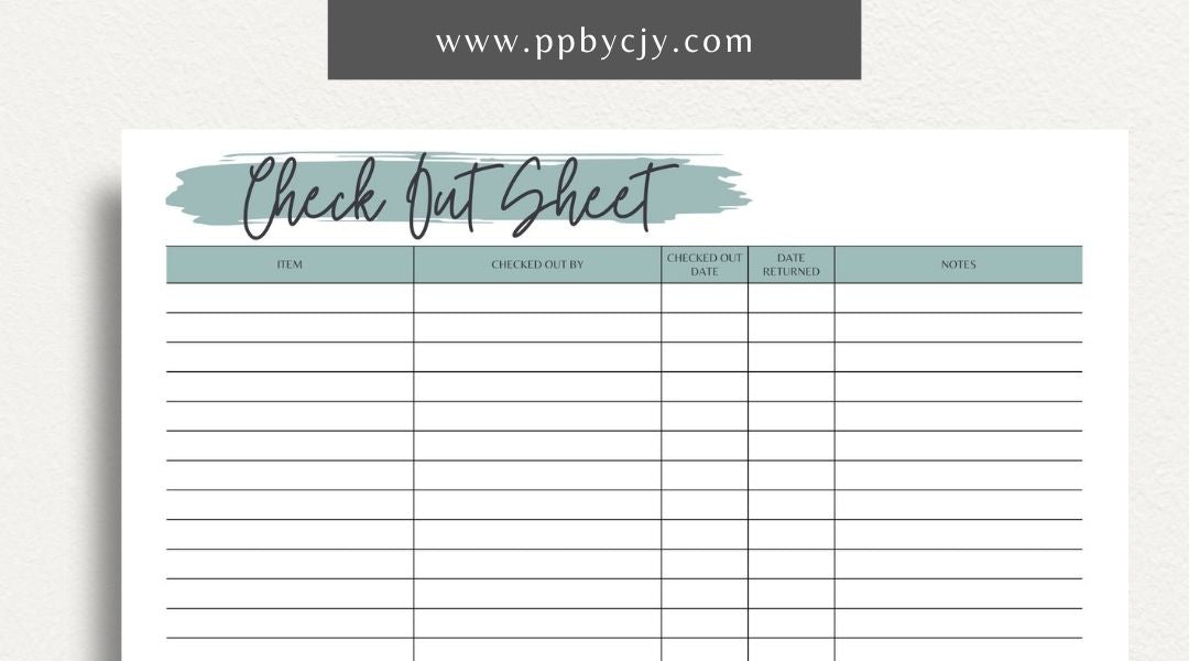 Checkout Sheet Printable Template – Digital Download for Recording and Managing Checkout Transactions and Details