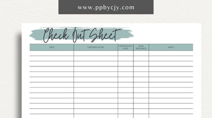 Checkout Sheet Printable Template – Digital Download for Recording and Managing Checkout Transactions and Details