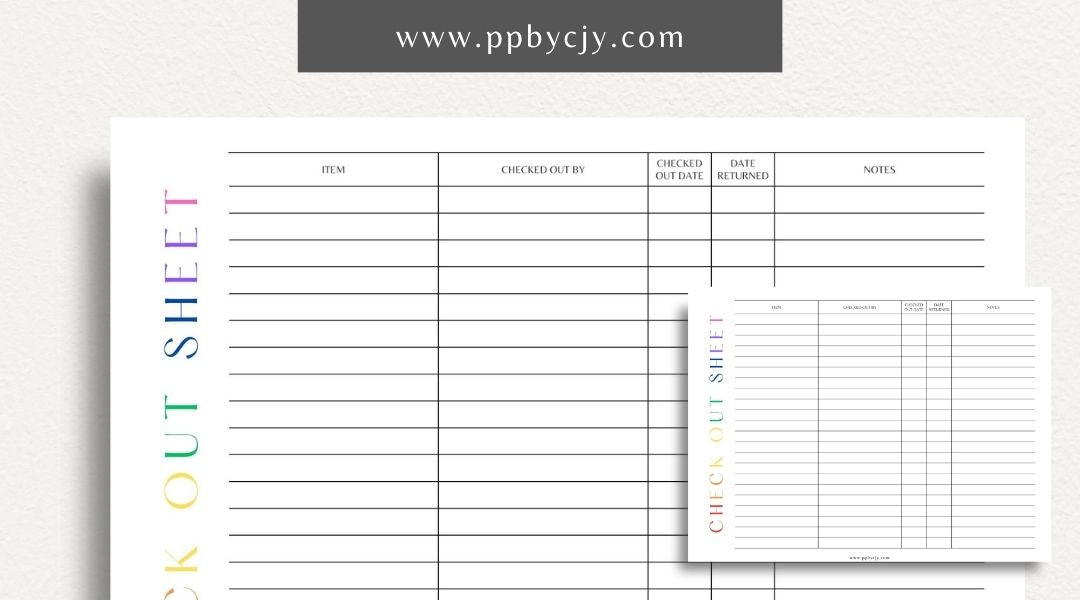 Checkout Sheet Printable Template – Digital Download for Recording and Managing Checkout Transactions and Details