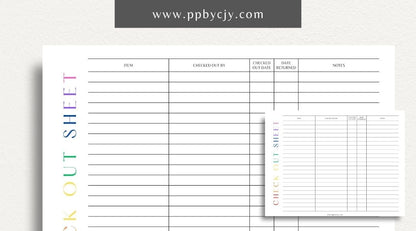 Checkout Sheet Printable Template – Digital Download for Recording and Managing Checkout Transactions and Details