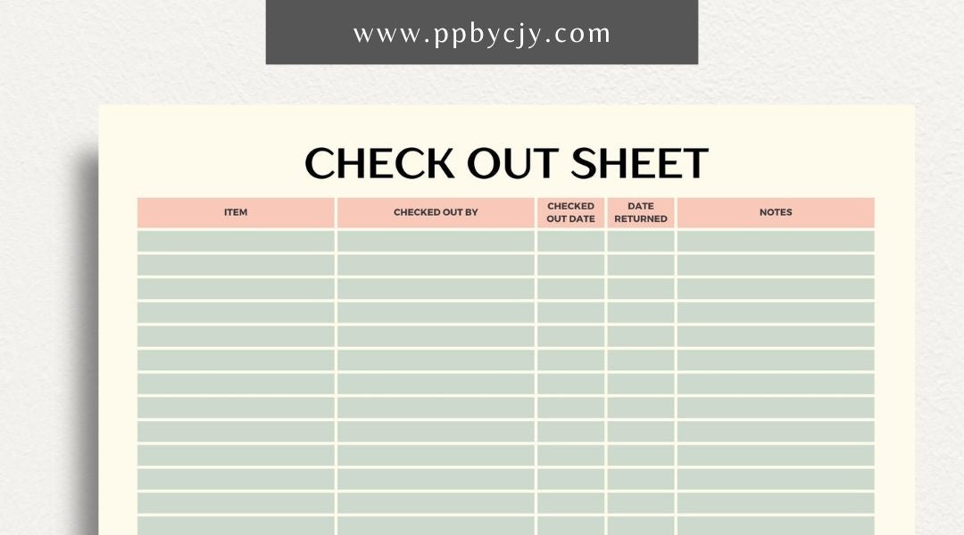 Checkout Sheet Printable Template – Digital Download for Recording and Managing Checkout Transactions and Details