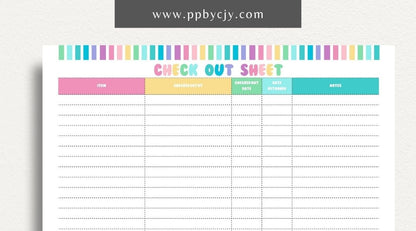 Checkout Sheet Printable Template – Digital Download for Recording and Managing Checkout Transactions and Details