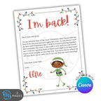 Letter from an elf with Christmas lights and editable text feature on a white background