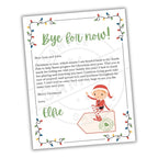 Letter from an elf with Christmas lights and a cartoon elf on a white background