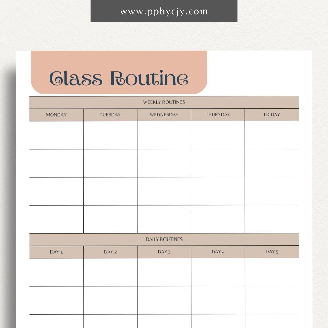 Classroom Routine Printable Template – Digital Download for Organizing and Managing Daily Classroom Activities and Procedures