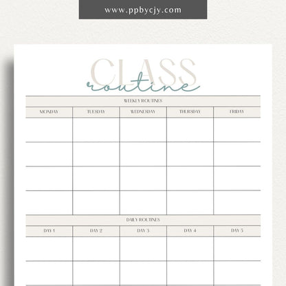 Classroom Routine Printable Template – Digital Download for Organizing and Managing Daily Classroom Activities and Procedures