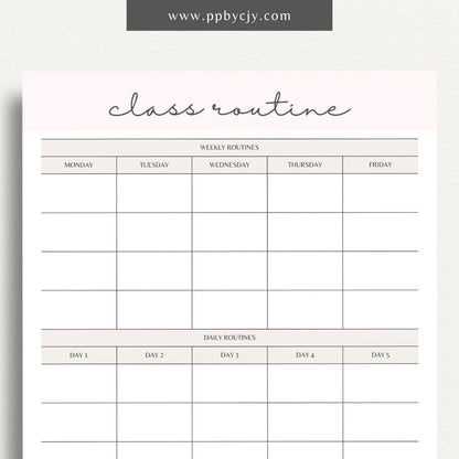 Classroom Routine Printable Template – Digital Download for Organizing and Managing Daily Classroom Activities and Procedures