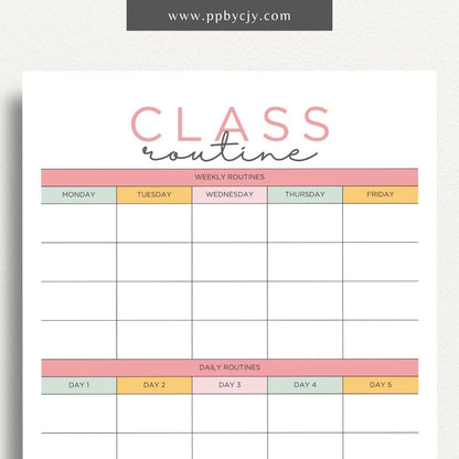 Classroom Routine Printable Template – Digital Download for Organizing and Managing Daily Classroom Activities and Procedures