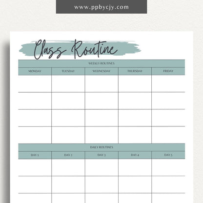 Classroom Routine Printable Template – Digital Download for Organizing and Managing Daily Classroom Activities and Procedures