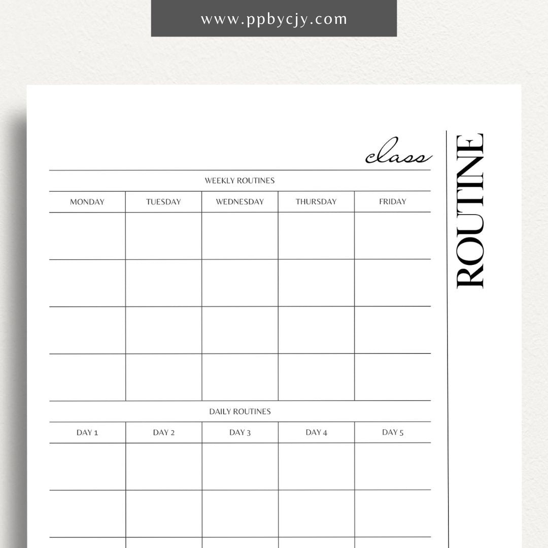 Classroom Routine Printable Template – Digital Download for Organizing and Managing Daily Classroom Activities and Procedures