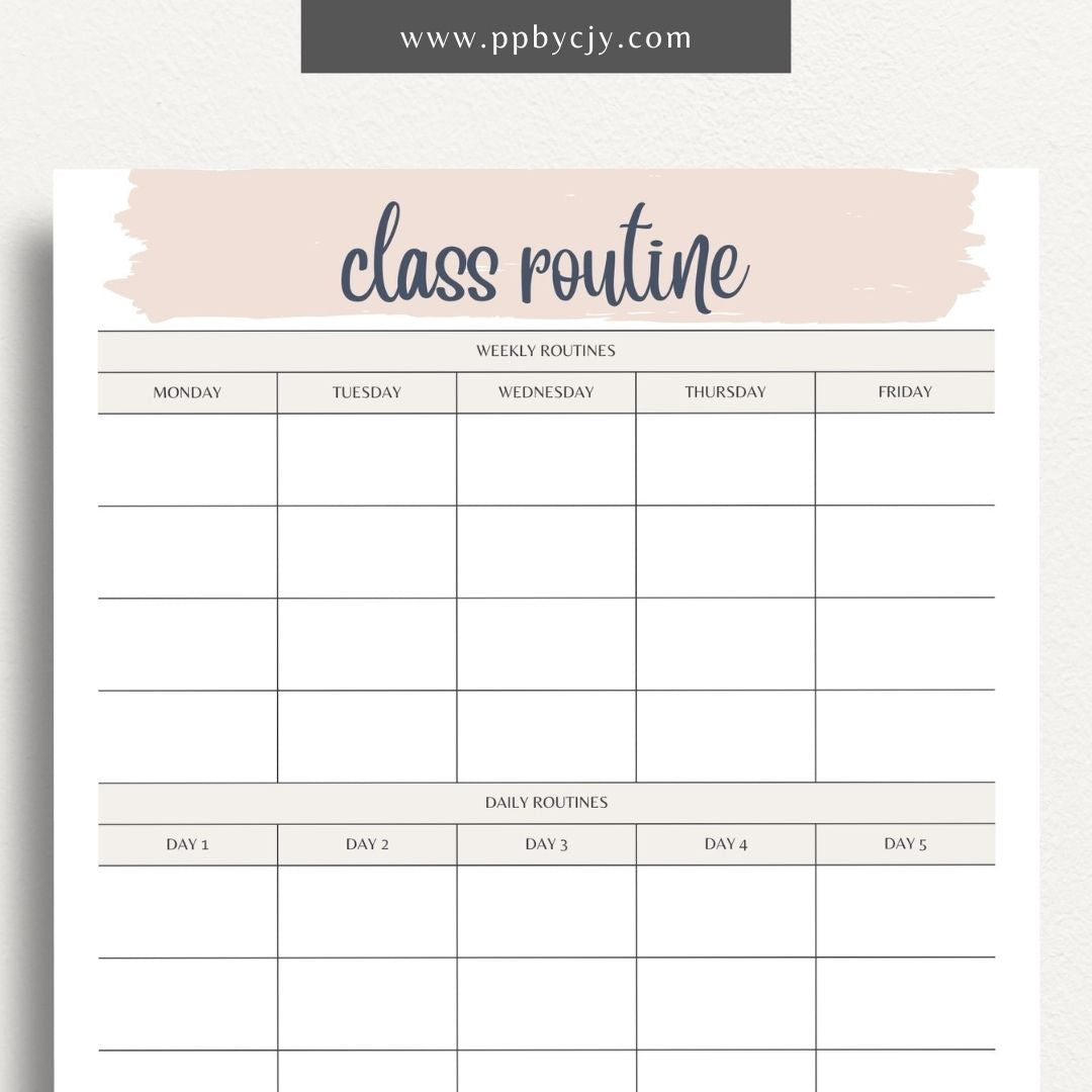 Classroom Routine Printable Template – Digital Download for Organizing and Managing Daily Classroom Activities and Procedures