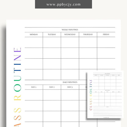 Classroom Routine Printable Template – Digital Download for Organizing and Managing Daily Classroom Activities and Procedures