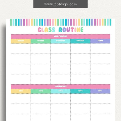 Classroom Routine Printable Template – Digital Download for Organizing and Managing Daily Classroom Activities and Procedures