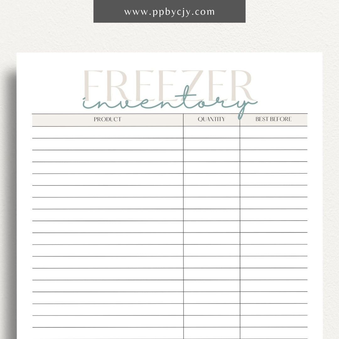 Freezer Inventory Printable Template – Digital download for organizing and managing the contents of your freezer.