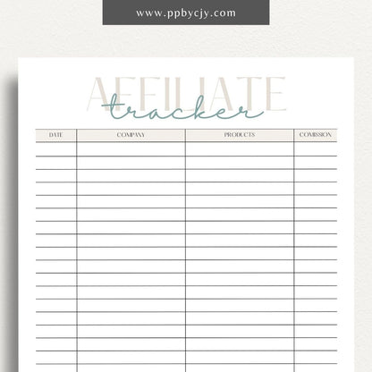 Affiliate Tracker Printable Template – Digital Download for Monitoring and Managing Affiliate Marketing Performance