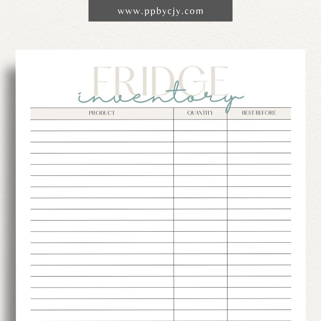 Refrigerator Inventory Printable Template – Digital download for organizing and managing the contents of your refrigerator.