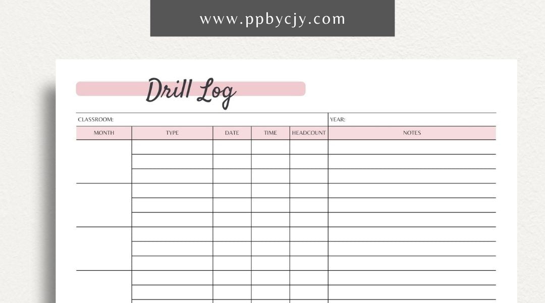 Classroom Drill Log Printable PDF Template