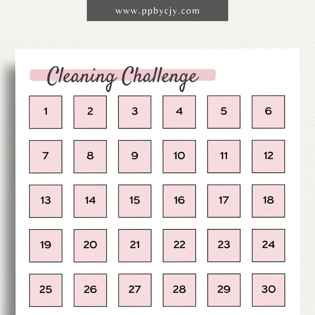 Home Cleaning Challenge Printable PDF Template