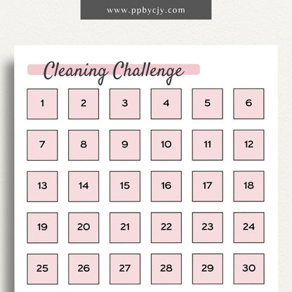 Home Cleaning Challenge Printable PDF Template