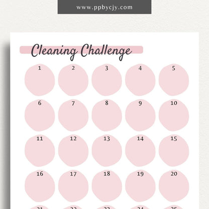 Home Cleaning Challenge Printable PDF Template