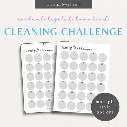 30 Day Cleaning Challenge Printable Template – Digital Download for Organizing and Tracking Daily Cleaning Tasks