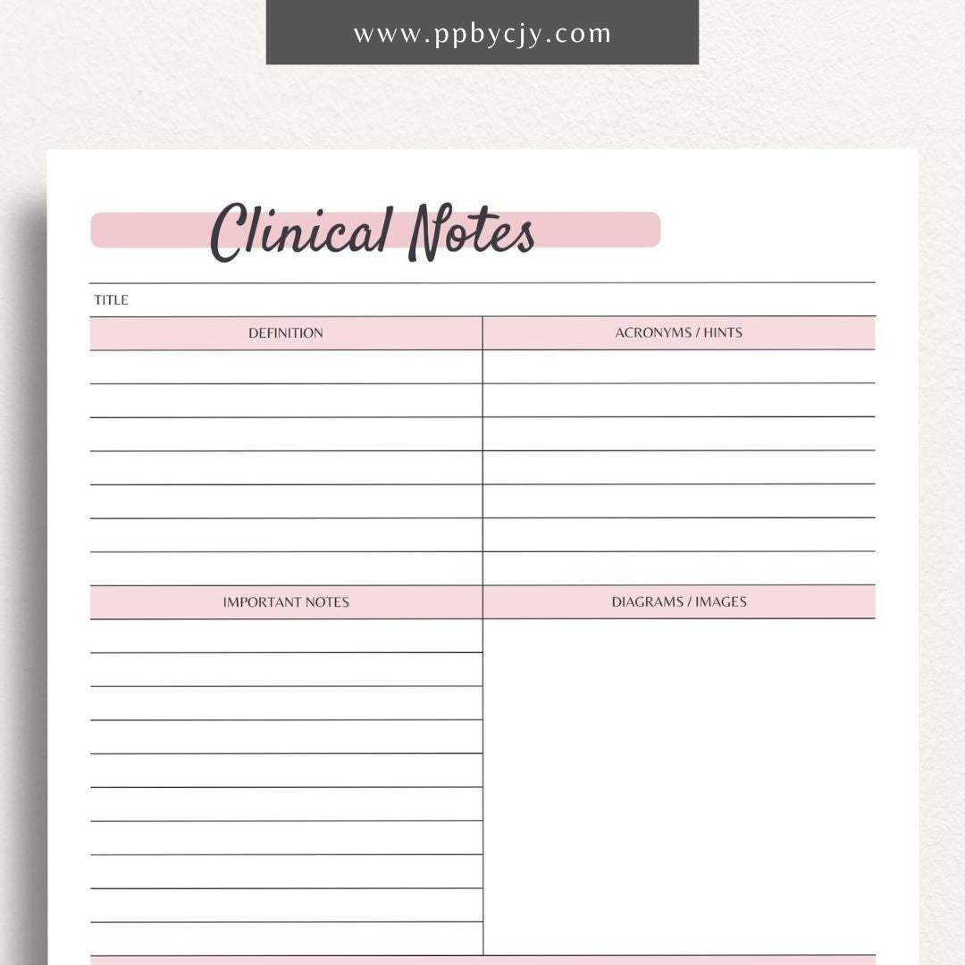 Nursing School Clinical Notes Study Guide Printable PDF Template