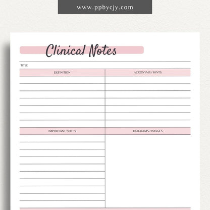 Nursing School Clinical Notes Study Guide Printable PDF Template