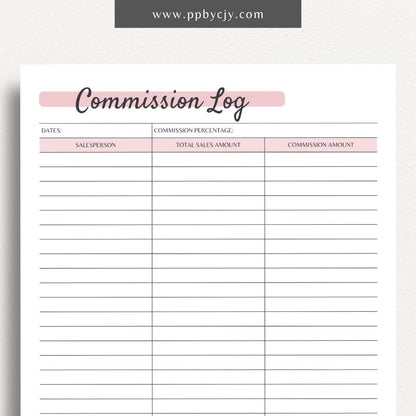 Sales Commission Tracker Printable PDF Template