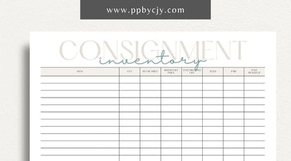 Consignment Inventory Printable Template – Digital Download for Tracking and Managing Consigned Inventory and Stock