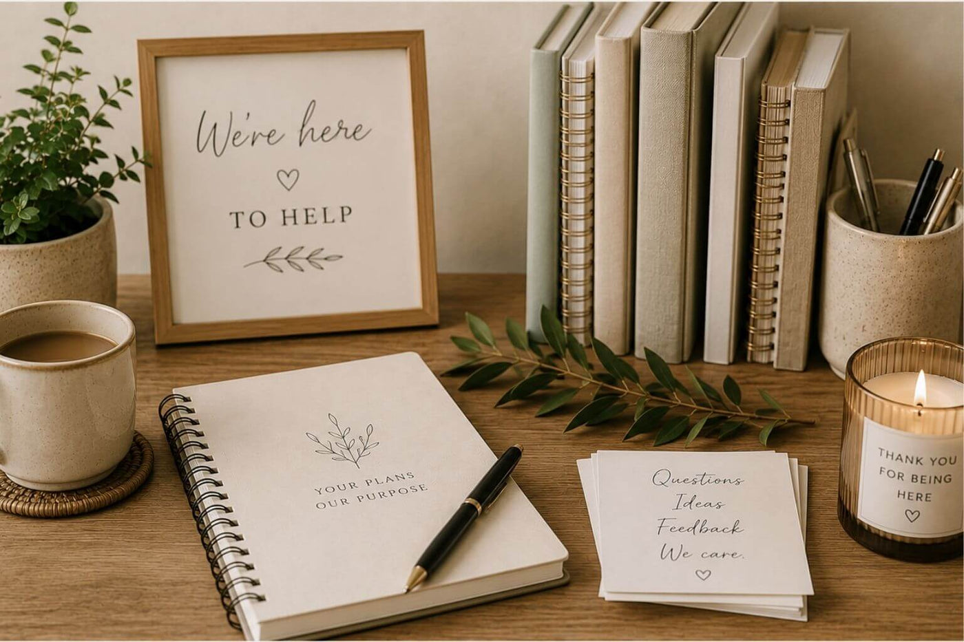 Printable planner pages on a desk