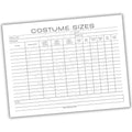 Costume Sizes Printable PDF Template