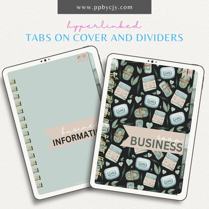 Soap Business Digital Planner – Digital download for managing and organizing various aspects of your soap business, including production schedules, inventory, orders, and marketing strategies