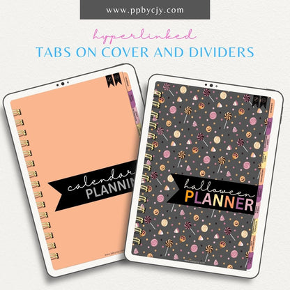 Halloween Digital Planner – Digital download featuring themed pages for organizing Halloween activities, events, and preparations.