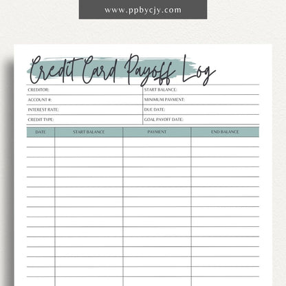 Credit Card Debt Payoff Printable Template – Digital Download for Tracking and Managing the Payoff of Credit Card Debt