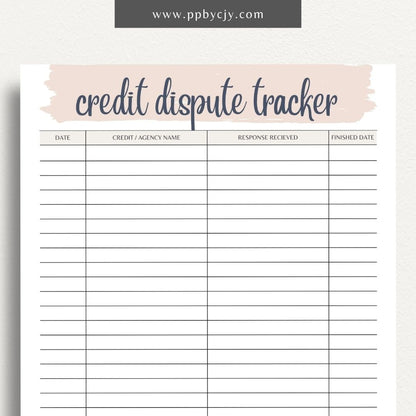 Credit Dispute Tracker Printable Template – Digital Download for Monitoring and Managing Credit Disputes and Resolutions