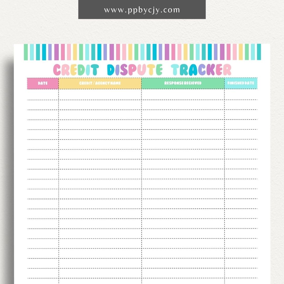 Credit Dispute Tracker Printable Template – Digital Download for Monitoring and Managing Credit Disputes and Resolutions